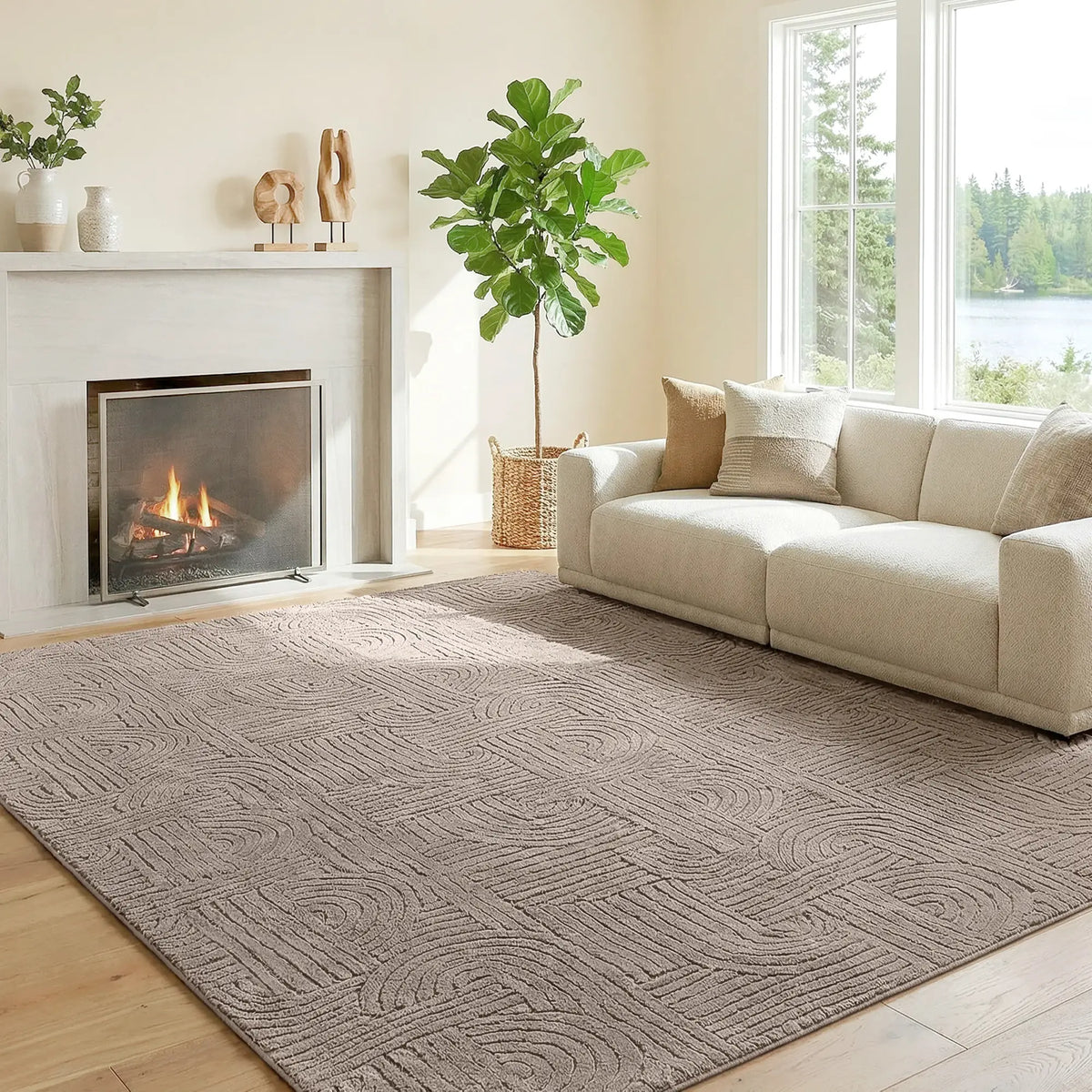 6x9 Faux Fur Rug, Non-Slip Carpet for Living Room, Bedroom, Tan Area Rugs at Gallery Canada