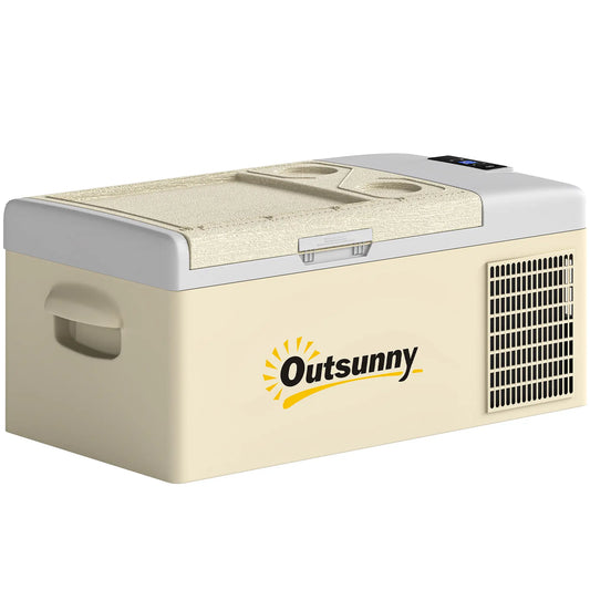 12V Car Refrigerator, 17QT Electric Cooler, -68℉-50℉, Portable Car Coolers Khaki and Grey at Gallery Canada