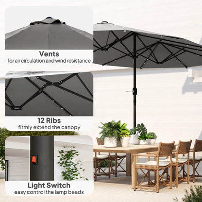 173" Double-Sided Sun Umbrella, Garden Parasol, Outdoor Sun Shade, Dark Green Double-sided Umbrellas at Gallery Canada