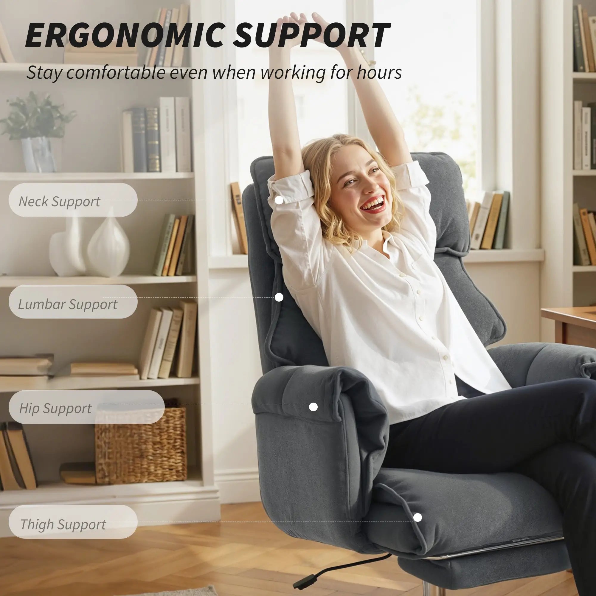 Computer Office Chair with Footrest, Adjustable Backrest, Dark Grey Executive & Manager Chairs at Gallery Canada