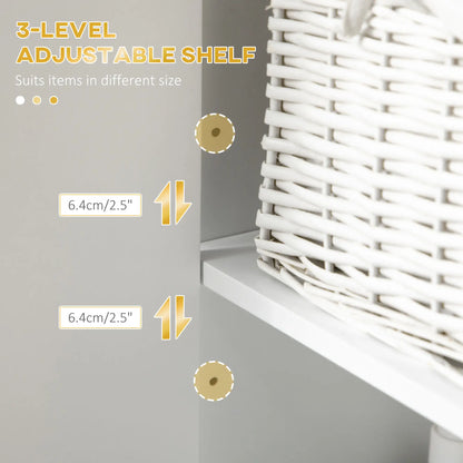 Tall Bathroom Storage Cabinet, Narrow with Adjustable Shelf, White Bathroom Cabinets at Gallery Canada