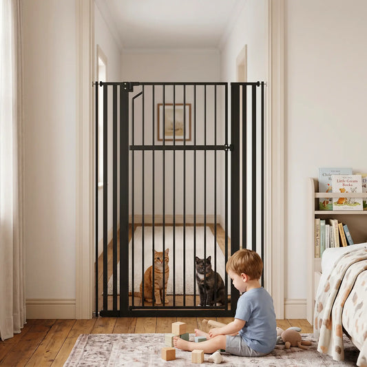 55" Extra Tall Pet Gate, 30-41" Wide, Adjustable, Pressure Mounted Pet Gates Black at Gallery Canada