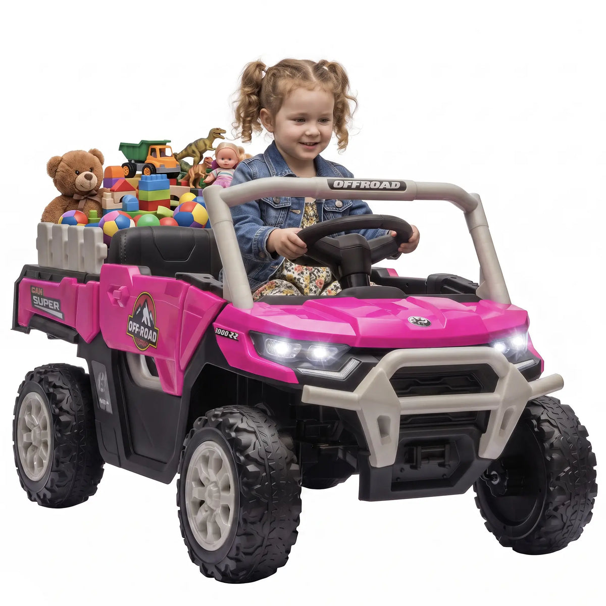 12V Kids Ride On Tractor, Remote Control, Dual Motors, Pink Electric Toy Cars at Gallery Canada
