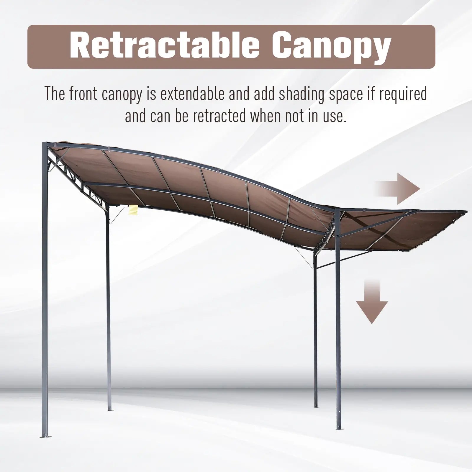 10x8ft Patio Metal Gazebo With Extendable Side Awning, Brown Pergolas at Gallery Canada