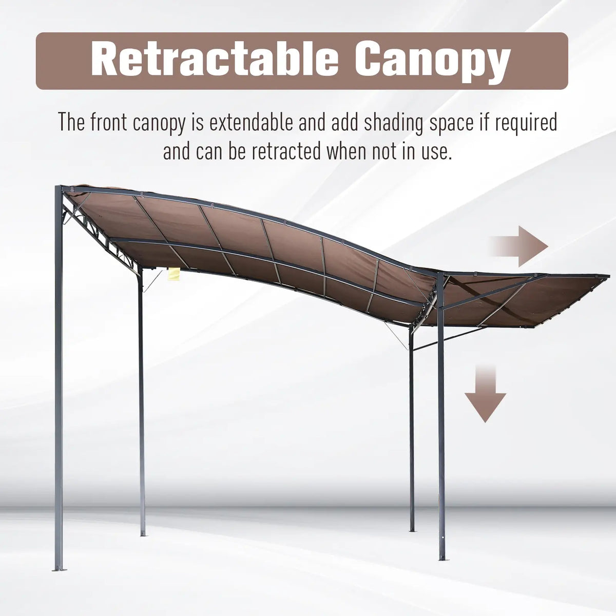 10x8ft Patio Metal Gazebo With Extendable Side Awning, Brown Pergolas at Gallery Canada