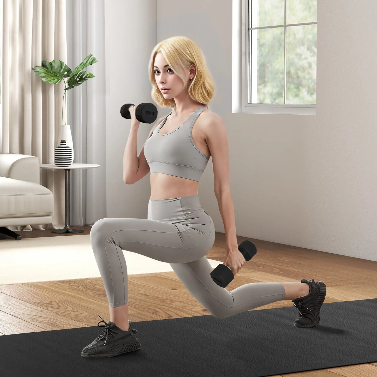 2 x 10lbs Dumbbells Set, Non-Slip Grip, Rubber Covered Weights Dumbbells & Barbells at Gallery Canada