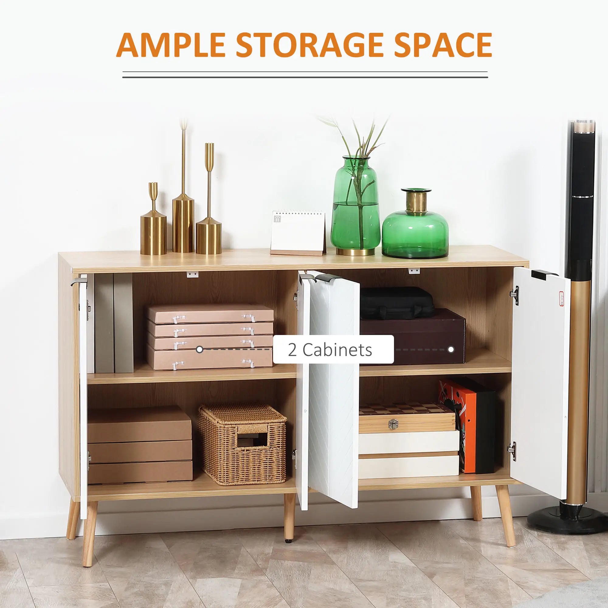 Modern Sideboard, Dining Cabinet with Adjustable Shelves, Natural Bar Cabinets at Gallery Canada