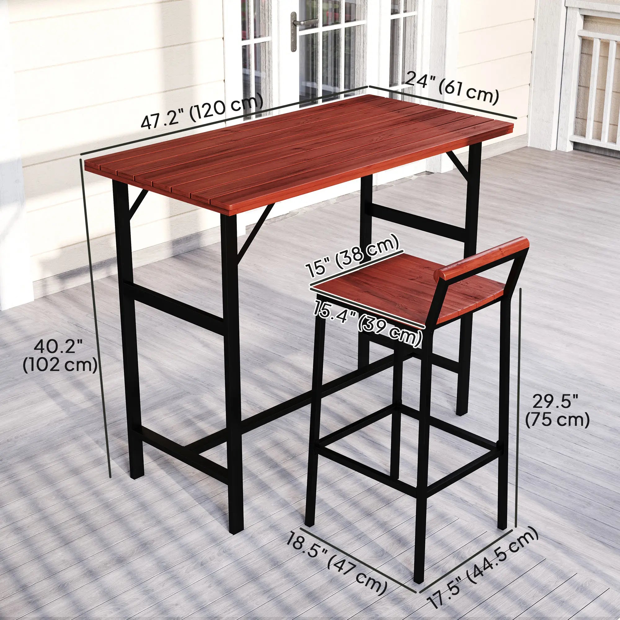 5 Piece Patio Bar Set, 47