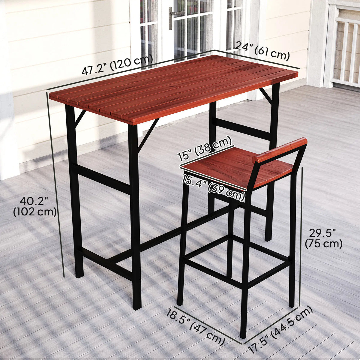 5 Piece Patio Bar Set, 47" Table, 4 Stools, Brown Bistro Sets at Gallery Canada
