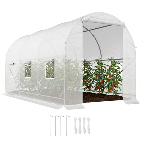 11.5x6.6x6.6ft Walk-In Greenhouse, Portable Garden Plant House, White