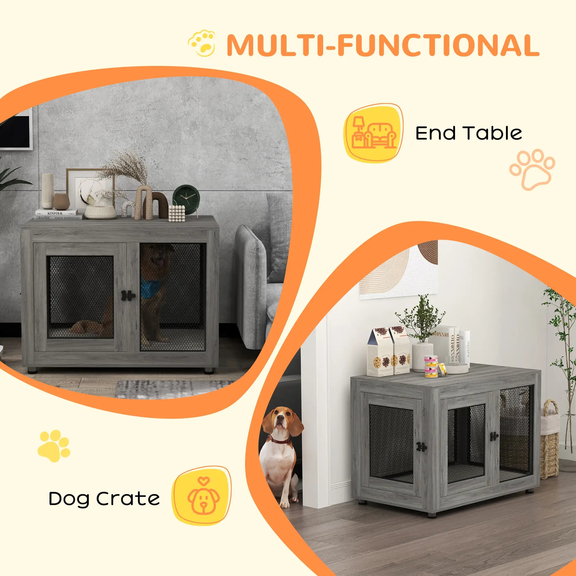 Pet Crate End Table, Water-resistant Cushion, Large Medium Dogs, Grey Houses, Kennels & Pens at Gallery Canada