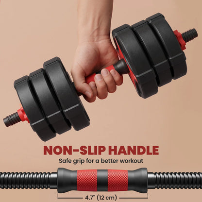 5-in-1 Adjustable Dumbbell Set 55 lbs, Black and Red Dumbbells & Barbells at Gallery Canada