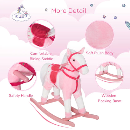 Plush Rocking Horse, Realistic Sound, Kid Ride-On Toy, Light Pink Rocking Horses at Gallery Canada