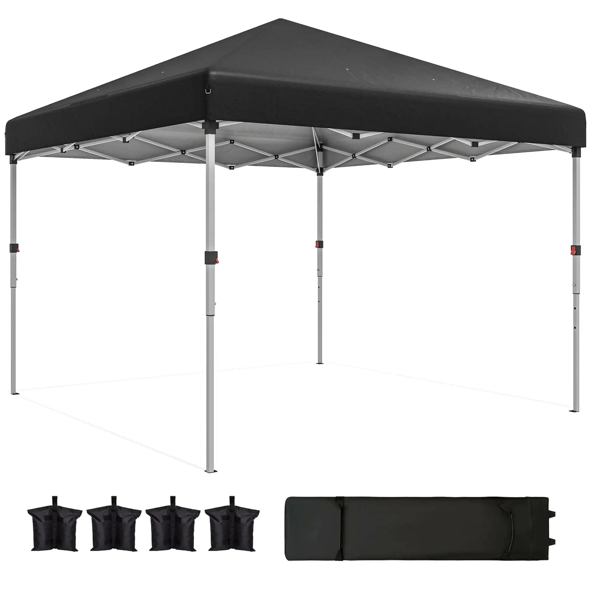 10' x 10' Pop Up Canopy, Sidewalls, Roller Bag, Adjustable Tent, Black Pop Up Canopies Black at Gallery Canada