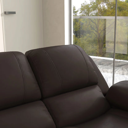 PU Leather Manual Recliner Sofa, Double Loveseat with Footrest, Brown 2-Seater Sofas at Gallery Canada