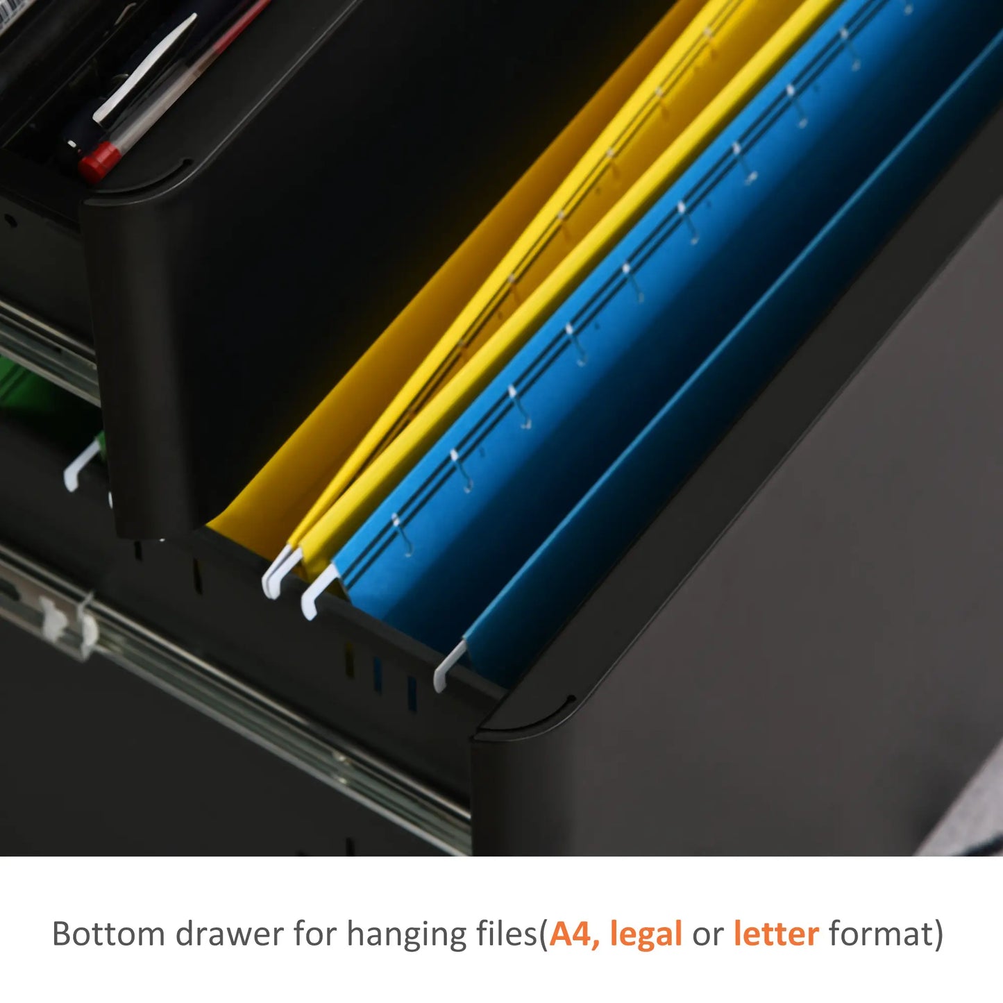 3 Drawer Metal Filing Cabinet, Mobile with Wheels, Black Office Cabinets & Cupboards at Gallery Canada