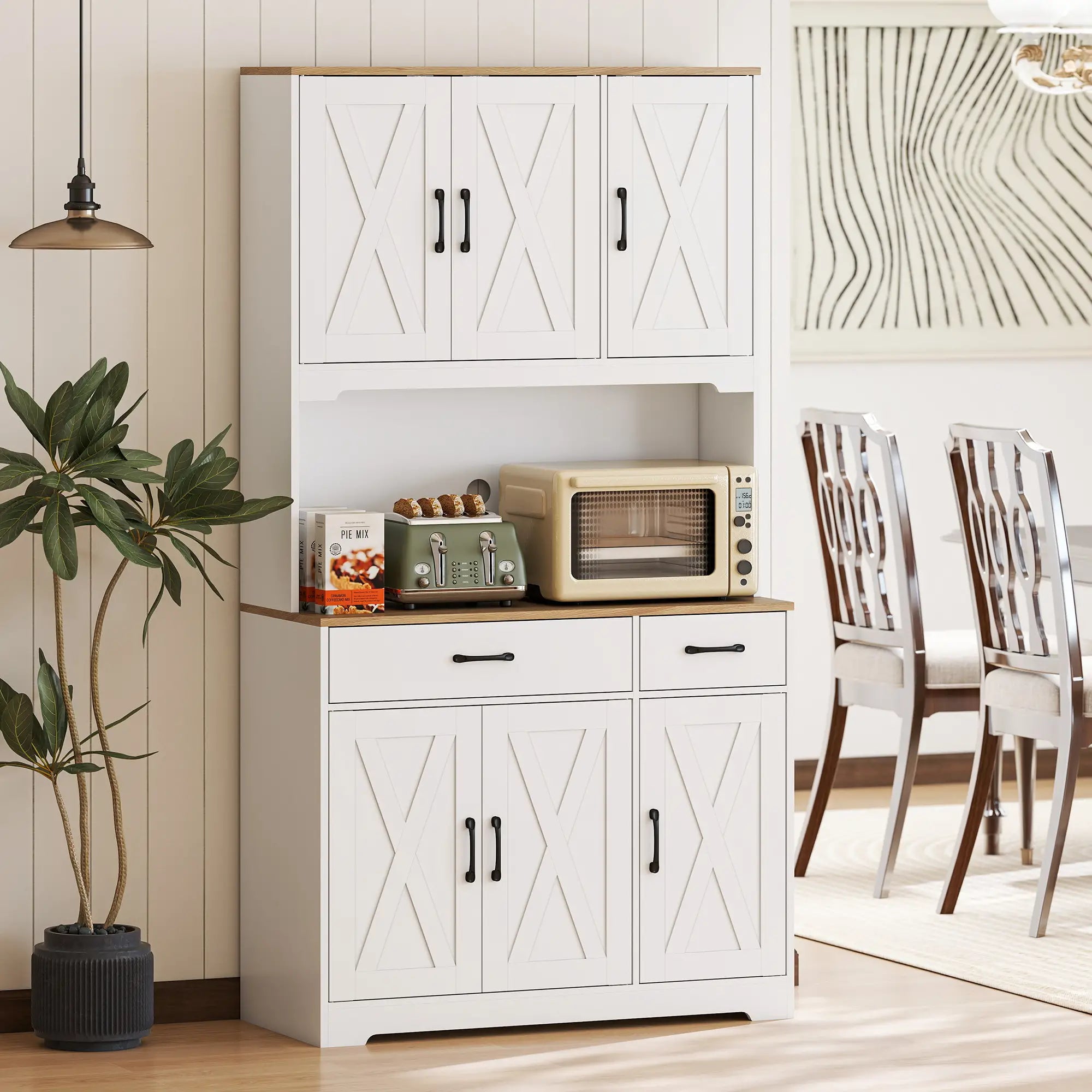 Tall Kitchen Pantry, 6 Doors, 2 Drawers, Adjustable Shelves, White Kitchen Pantry Cabinets at Gallery Canada