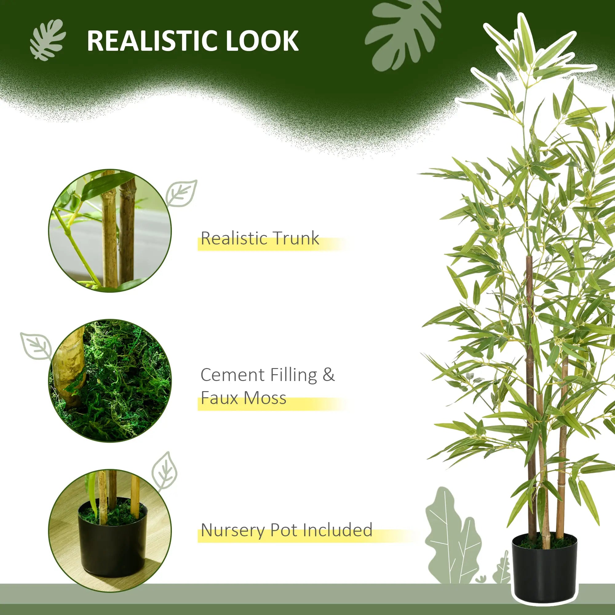 Set of 2 4ft Artificial Bamboo Tree, Indoor with Pot, Home Office Decor Artificial Trees at Gallery Canada