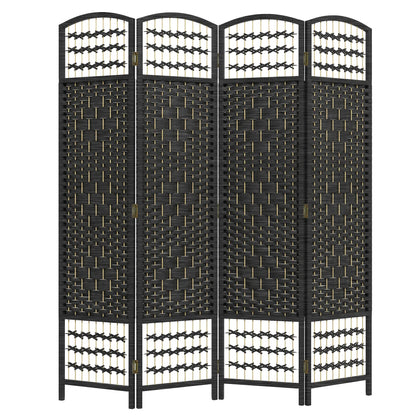 4 Panel Folding Room Divider, Portable Privacy Screen, Black Room Dividers at Gallery Canada