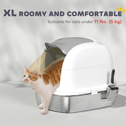 XL Stainless Steel Cat Litter Box with Lid, Enclosed, Scoop Included Cat Litter Box Enclosures at Gallery Canada
