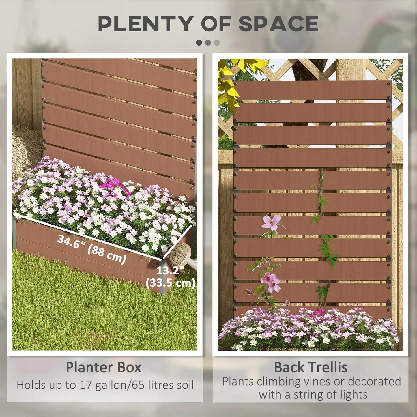 Trellis Planter Box, Raised Garden Bed With Trellis, Light Brown Wooden Planter Boxes at Gallery Canada