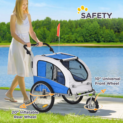 Dog Bike Trailer, 2-In-1 Pet Stroller, Bicycle Wagon, Blue Dog Bike Trailers & Strollers at Gallery Canada
