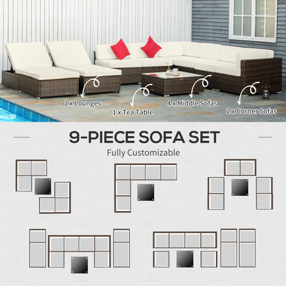 9-Piece Wicker Patio Furniture Set, with Cushion, Cream White Patio Furniture Sets at Gallery Canada