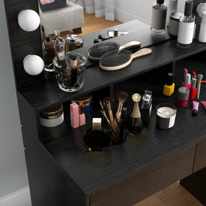 Makeup Dressing Table With LED Mirror, Drawers, Black Dressing & Vanity Tables at Gallery Canada