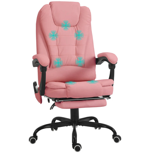 7-Point Vibrating Massage Chair, Reclining with Footrest, Pink