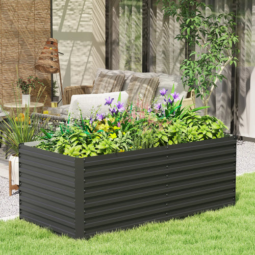 5' x 3' x 2' Raised Garden Bed, Galvanized Planter Box, Dark Grey