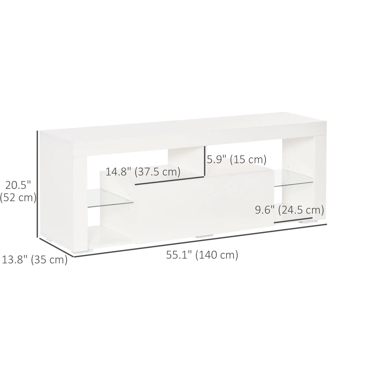 TV Stand for 55-Inch TVs, LED Lights, Remote Control, Storage Drawer, White TV Stands at Gallery Canada