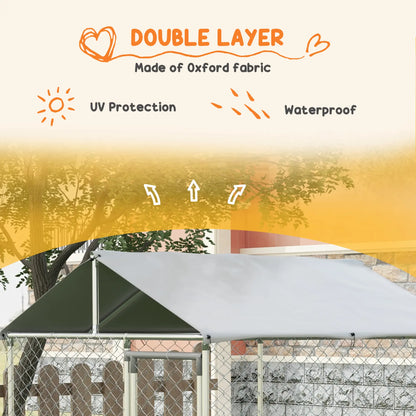6.6' x 6.6' x 7.8' Outdoor Dog Kennel, Heavy Duty Galvanized Steel, Silver Houses, Kennels & Pens at Gallery Canada