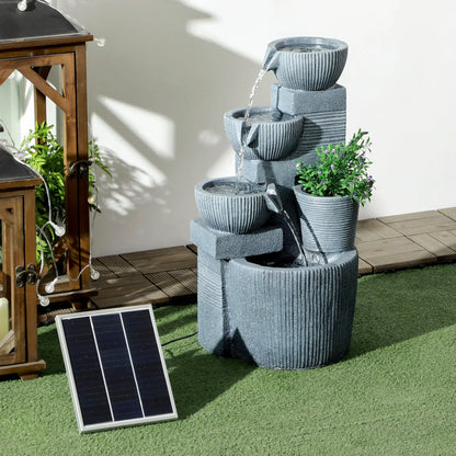 Solar Powered 4-Tier Resin Water Fountain, LED Lights Water Fountains at Gallery Canada