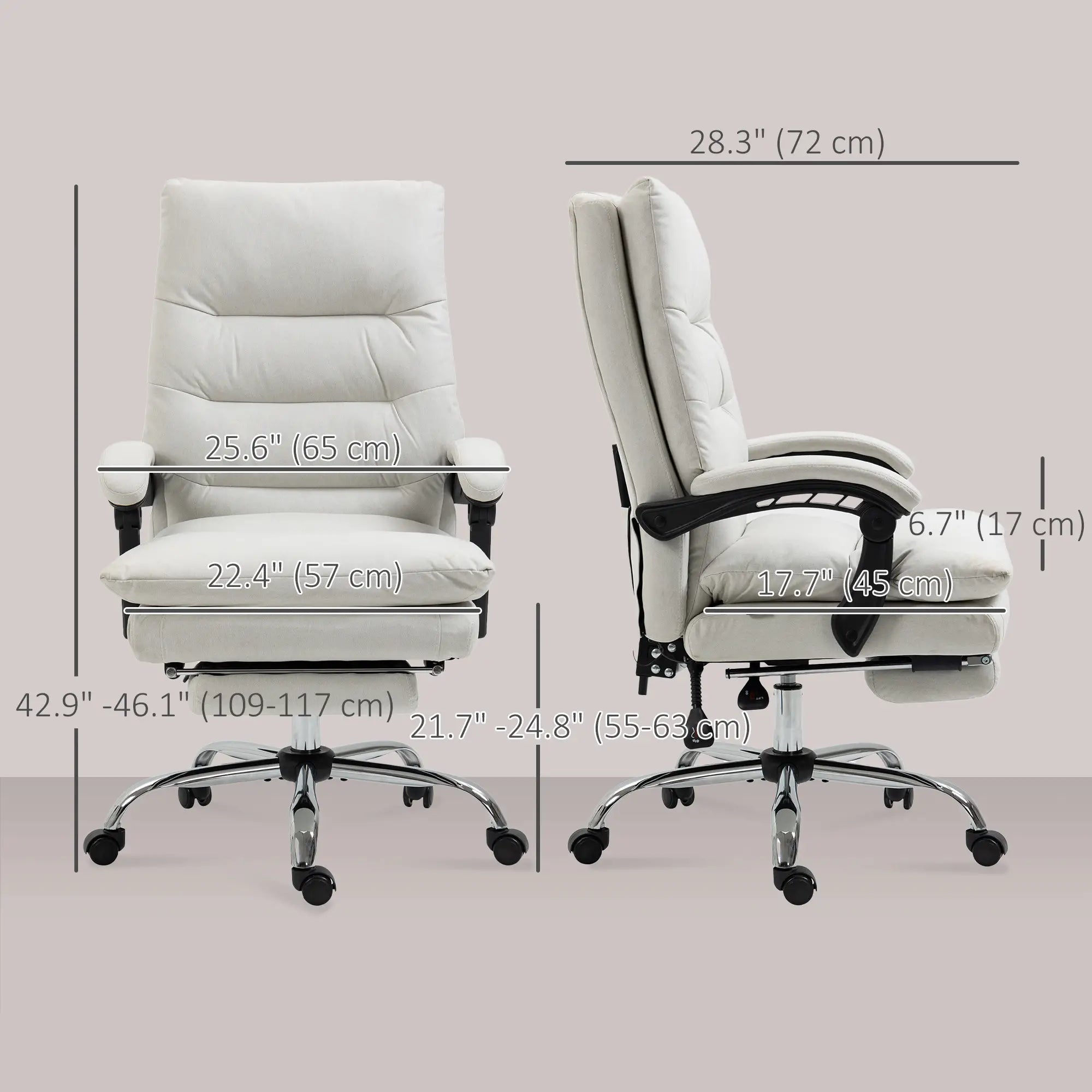 Executive Office Chair with Massage and Heat, Reclining Computer Chair with Footrest, Cream White Massage Chairs at Gallery Canada