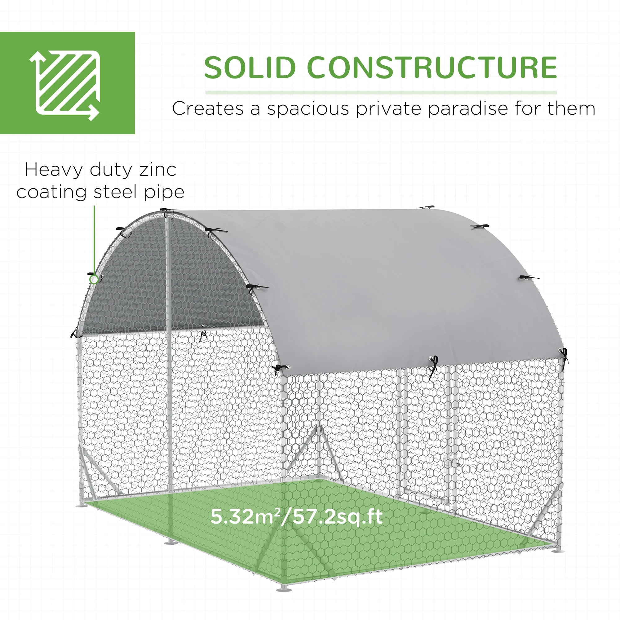 Large Metal Chicken Coop, Walk-in Enclosure, 9.2' x 6.2' x 6.5', Silver Chicken Coops at Gallery Canada