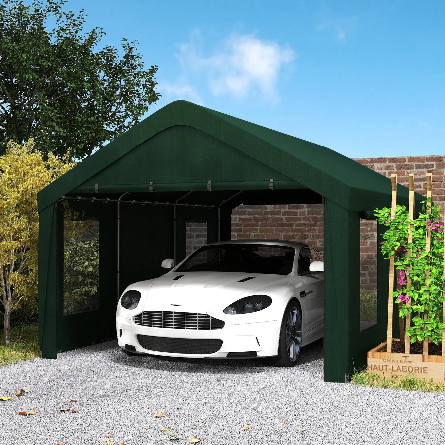 12 x 20ft Carport, 2 Roll-Up Doors, 4 Windows, Dark Green Car Shelters at Gallery Canada