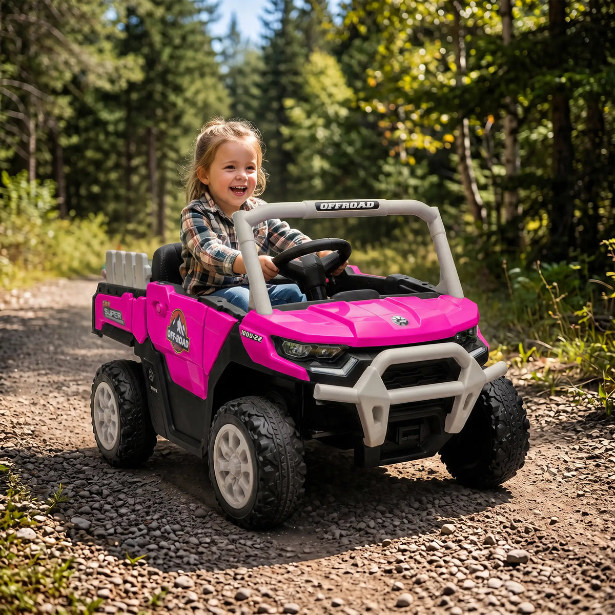 12V Kids Ride On Tractor, Remote Control, Dual Motors, Pink Electric Toy Cars at Gallery Canada