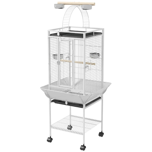61.5 Inch Bird Cage for Parakeet, Cockatiel, Stand, Pull Out Tray, Play Top