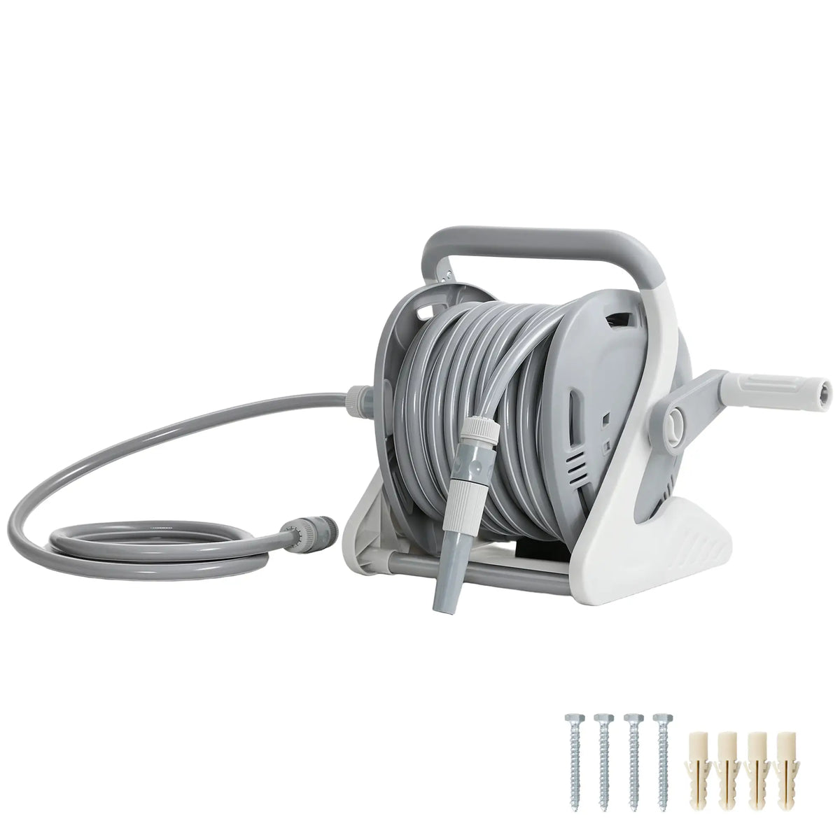 Portable Garden Hose Reel, 1/2" x 66ft Wall Mounted, Grey