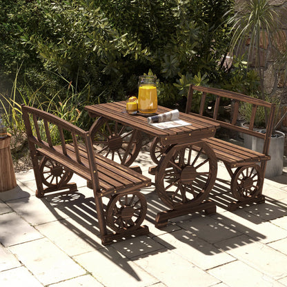 Wooden 3-Pc Carriage Patio Set With Chairs, Carbonized Bistro Sets at Gallery Canada