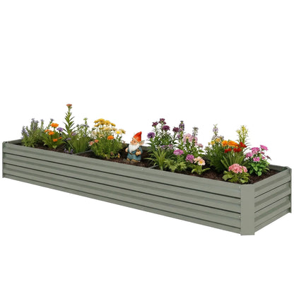 8'x2'x1' Galvanized Raised Bed, Large Elevated Planter Box, Galvanized Galvanized Planter Boxes Light Grey at Gallery Canada