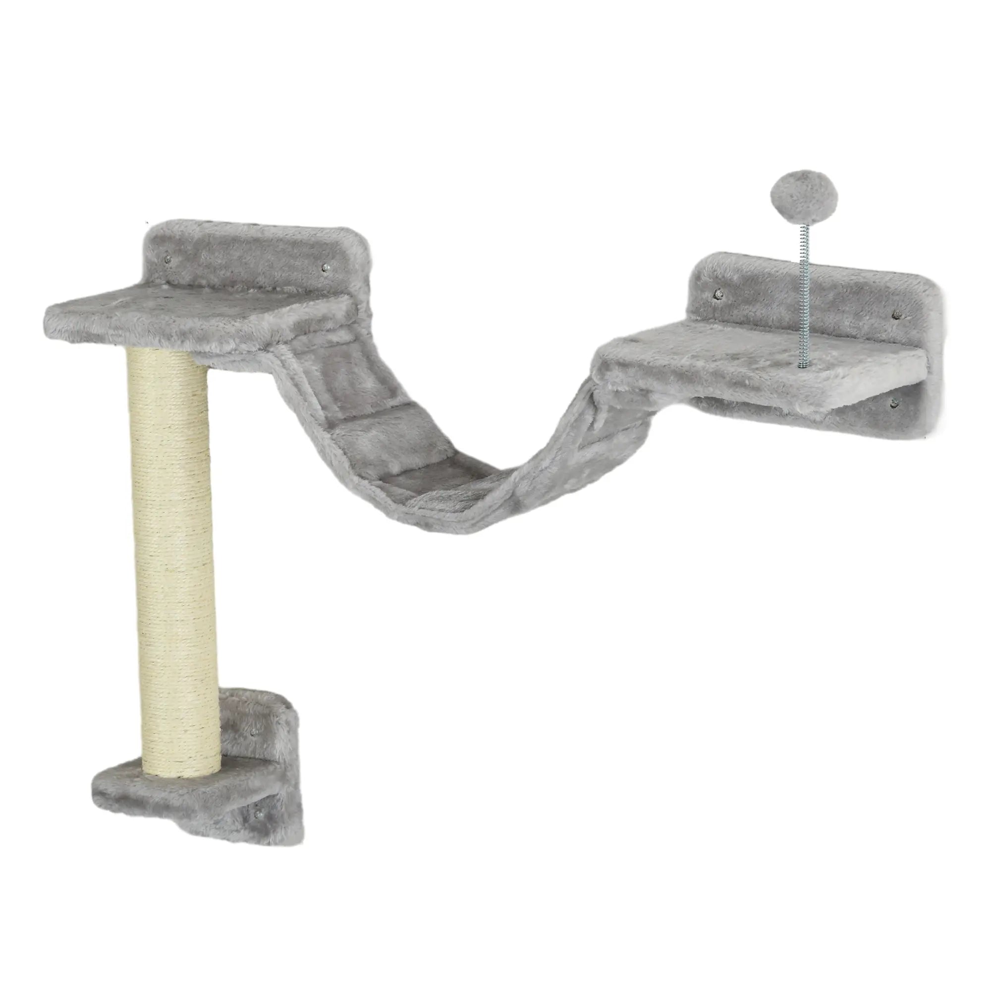 5PCs Cat Wall Shelves, Hammock, Scratching Posts, Perches, Ladder, Light Grey Cat Climbing Wall at Gallery Canada