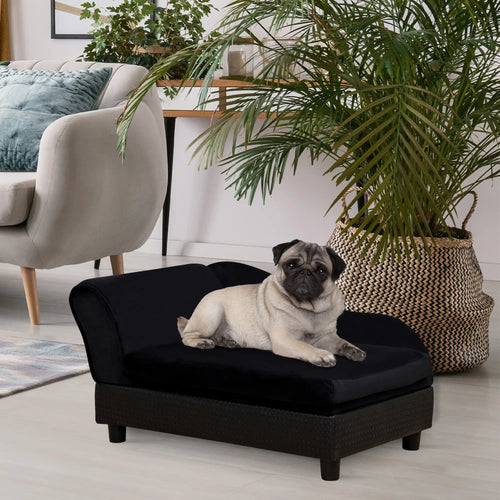 Small Pet Sofa, Dog Couch with Storage, Sponge Cushioned Bed, Black