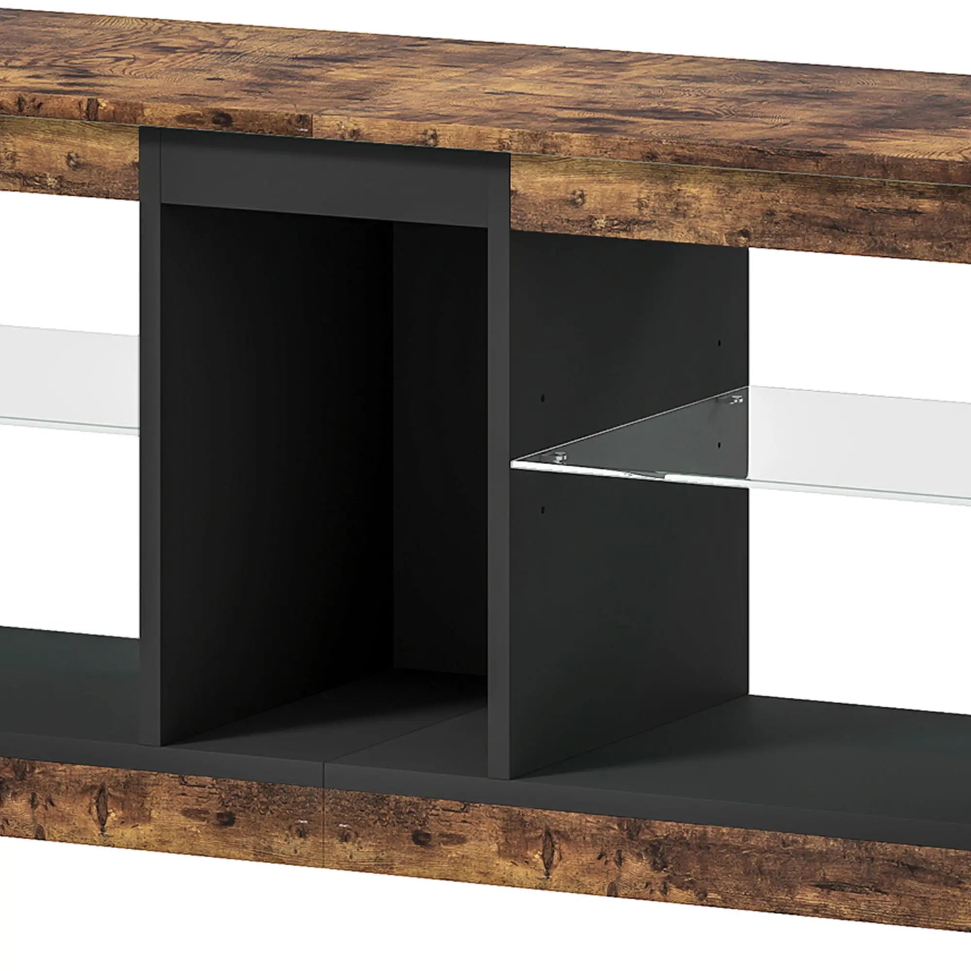 TV Stand Cabinet With LED Lights, Remote, Shelves, Rustic Brown TV Stands at Gallery Canada