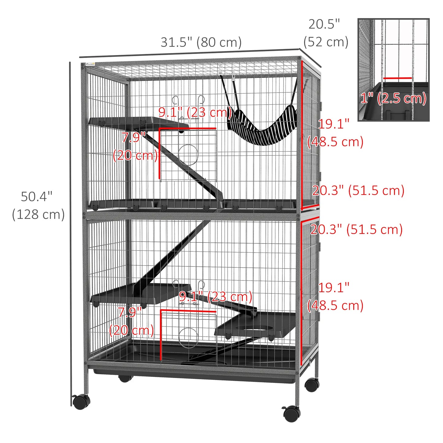 5-Tier Rolling Small Animal Cage, Guinea Pig, Ferret, Chinchilla, Rabbit Houses & Habitats at Gallery Canada