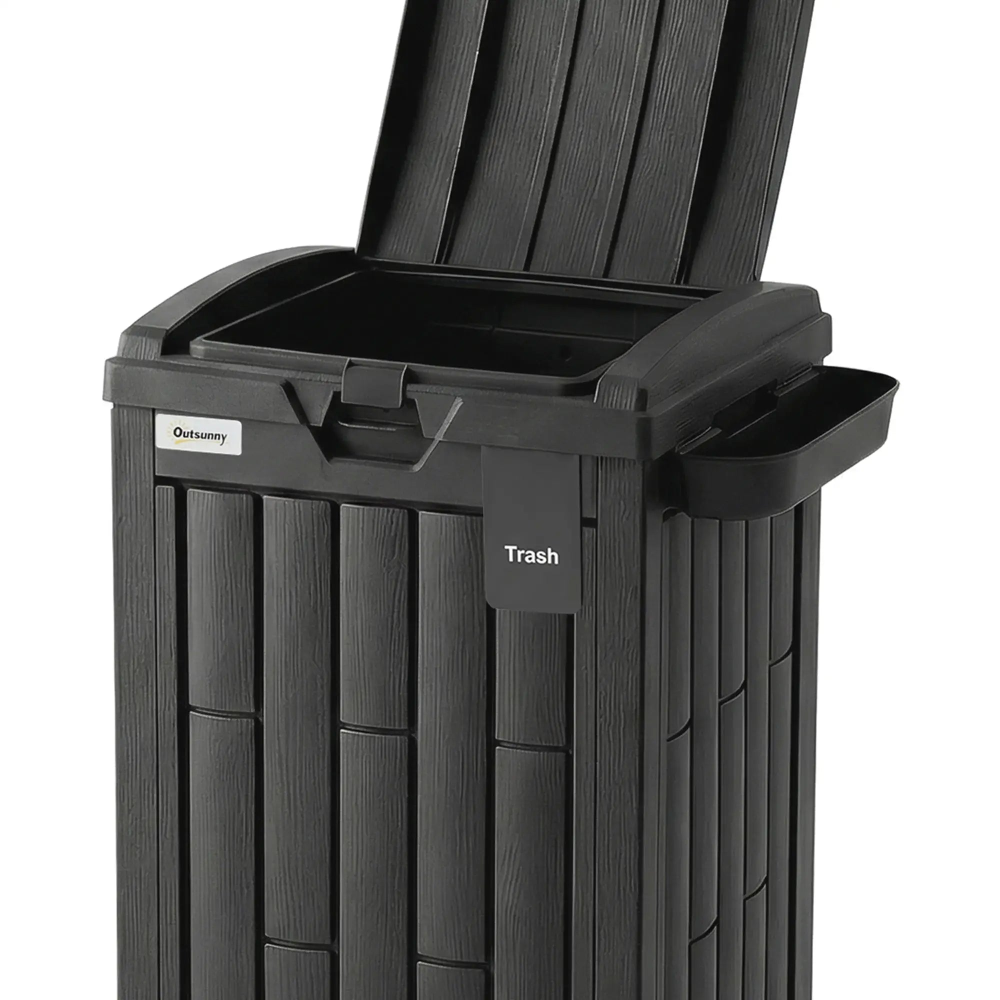 29 Gallon Outdoor Garbage Bin, Dual Lid, Ashtray Drip Tray, Black Garden Accessories at Gallery Canada