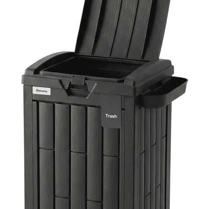 29 Gallon Outdoor Garbage Bin, Dual Lid, Ashtray Drip Tray, Black Garden Accessories at Gallery Canada