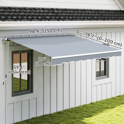8' X 7' Retractable Patio Awning, Water-Resistant Sunshade Shelter, Gray Deck Awnings at Gallery Canada