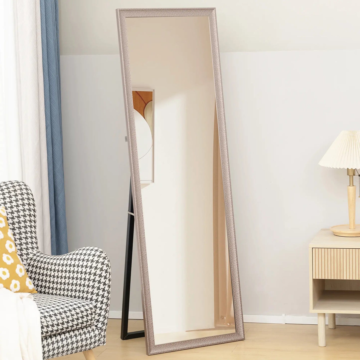 64" x 21" Rectangular Full Length Mirror, Gunmetal Silver Full Length Mirrors at Gallery Canada