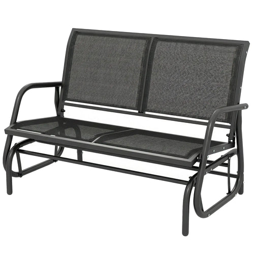 Outdoor Glider Bench, 2 Seater Garden Patio Chair, Black